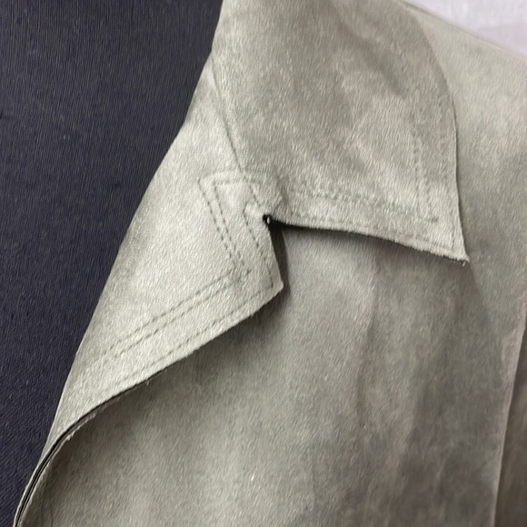 Philosophy moleskin/faux suede lightweight jacket w/scarf, size large, olive - Picture 5 of 13